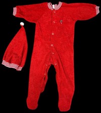 Vintage 1980s Alexis Terry Cloth 2T Sleeper Christmas Candy Cane Red Cap Toddler