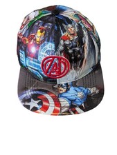 Marvel Avengers Hat Cap Snap Back Multicolor All Over Print Embroidered Youth