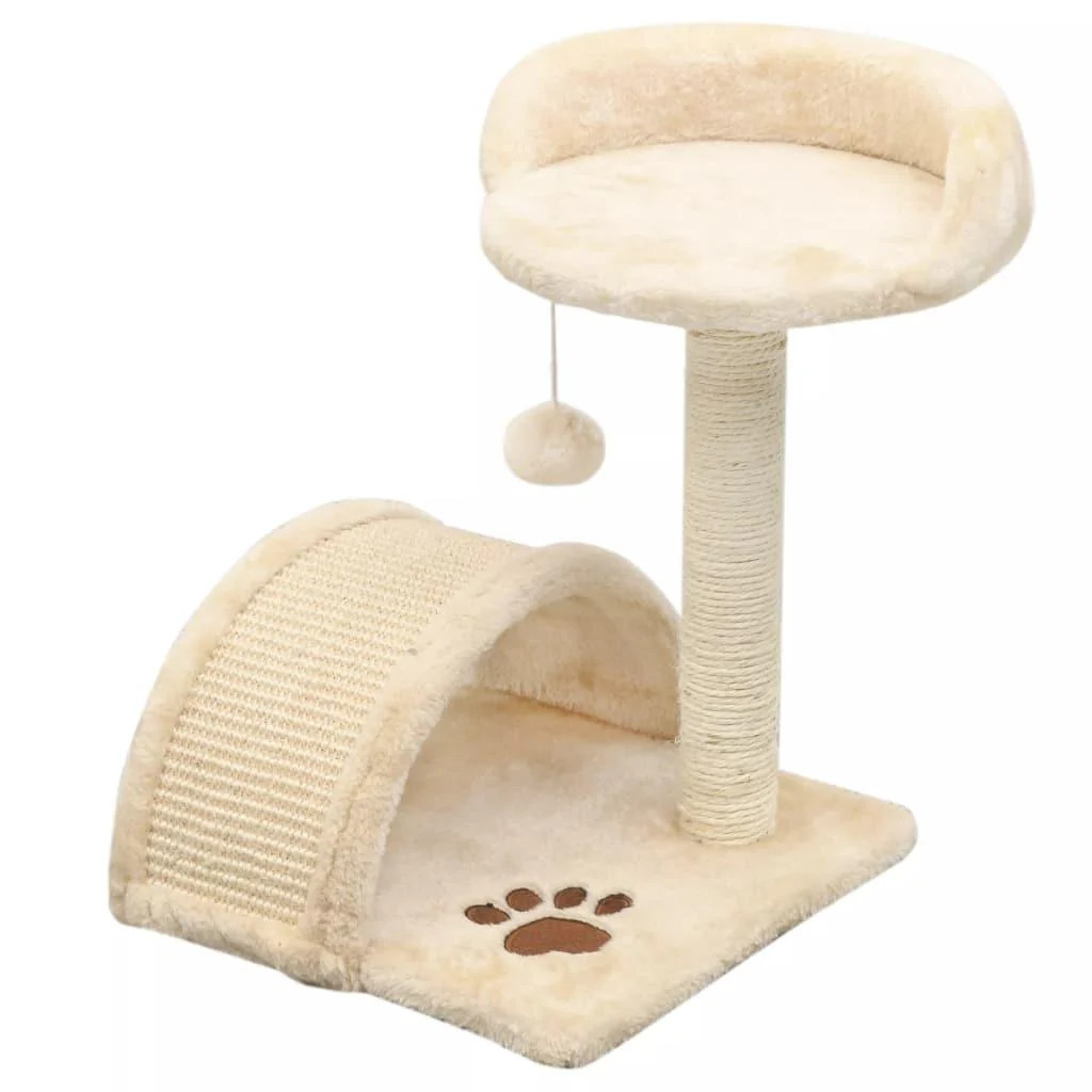 Arbre à chat beige 40 cm parfait pour le salon des petits appartements urbains