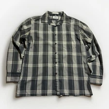 Vtg Sostanza Fashion Police Plaid Button-Up Shirt Made In USA Gray Black Retro