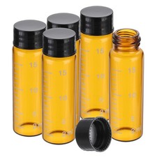 5 Pcs 15ml Amber Glass Vials with Black Screw Caps, Sealed Bottles with Scale