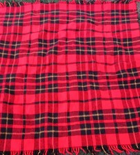 Vintage Tartan Plaid Acrylic Throw Stadium Blanket Red Black Gold 56x51" Soft