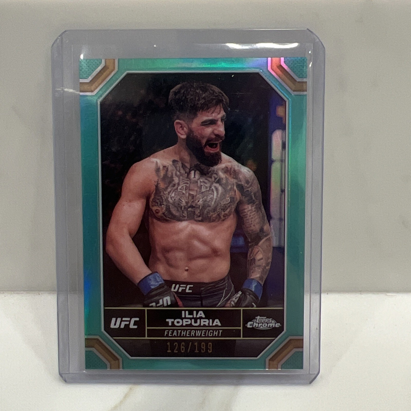 2024 Topps Chrome UFC ILIA TOPURIA  Aqua Refractor /199 #77