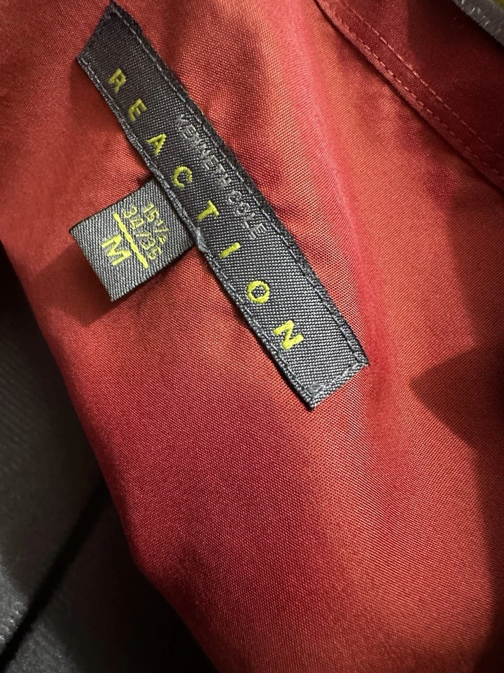 Camisa masculina grande Kenneth Cole Reaction laranja manga longa com botões - Imagem 2 de 4