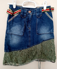 Little Mass Girl's Denim Skirt Size 7 Net 2/Pockets Zip W/2 Hair Ties - NWT
