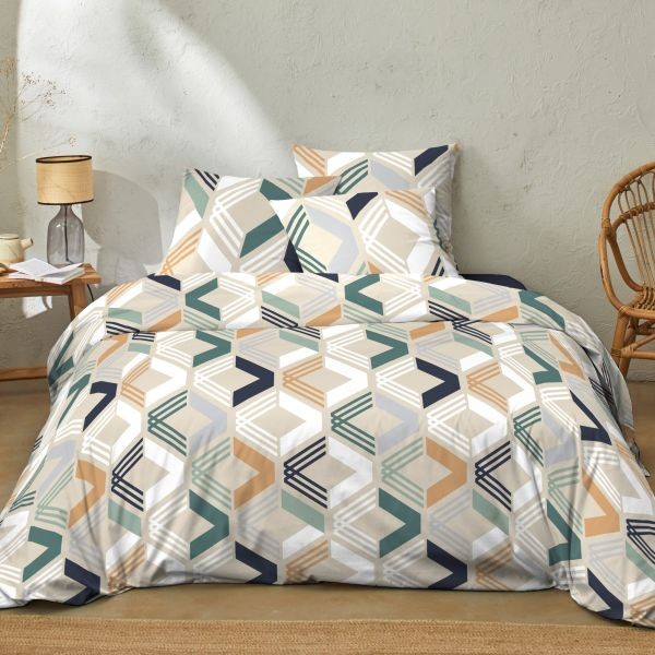 Parure de couette 240x260 cm marine en coton pour une chambre style bord de mer