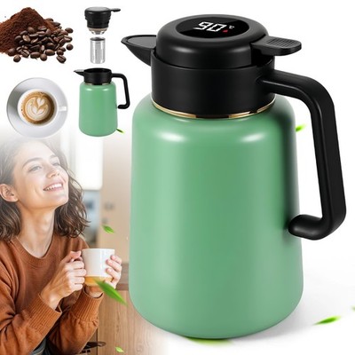 Edelstahl Thermoskanne 1.8L Thermoskanne mit Teesieb BPA-frei Doppelwandige