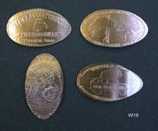 WI18 - set of 4 elongated pennies COPPER - Buffalo Phil's, Wisconsin Dells
