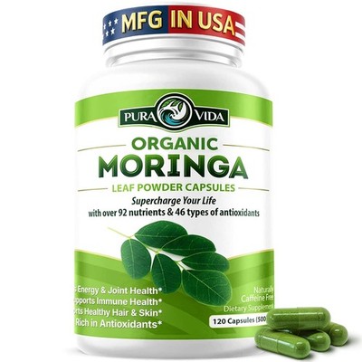 PURA VIDA MORINGA Capsules Single Origin Moringa Powder Organic. Pure Moringa