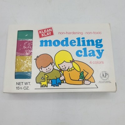 Vintage Klean Klay Non Drying Modeling Clay 15.5 Oz. Green Red Yellow Blue 