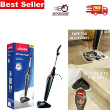 Lightweight Black Steam Mop: 400ml Tank, Reaches Corners, 99.9% Germs Eliminated