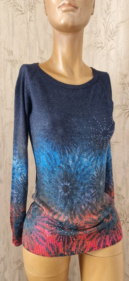 DESIGUAL  pull femme  taille XS,en Bleu Dégradé Parfait état  - Photo 2/4