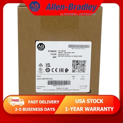 NEW AB 22D-D2P3N104 PowerFlex 40P- 0.75 kW (1 HP) AC Drive-Same Day Ship