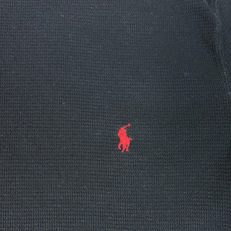 Camisa Polo Ralph Lauren Para Hombres Mediana Negra Tejida Gofre Prendas para Dormir Térmicas Poni Rojo Foto 2 de 4