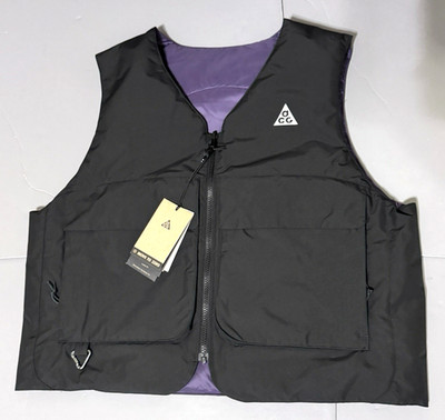 Nike ACG Skull Peak PrimaLoft Black Purple Reversible Layer Vest Men's Size M
