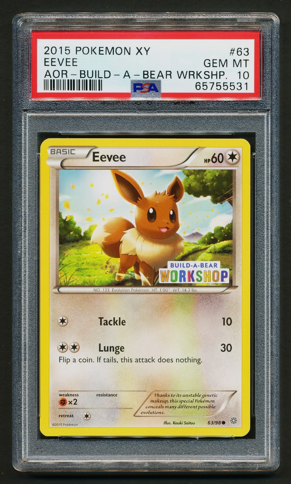 Eevee 63/98 Build-A-Bear Workshop Promo Stamped Pokémon 2015 XY PSA 10 GEM