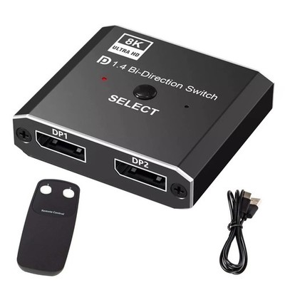 DisplayPort Switch 2 Port DP 1.4 Switcher Bi-Direction 1X2 2x1 für PC Monitor uu