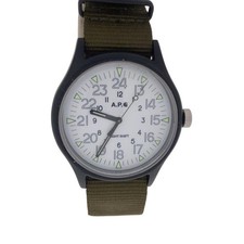 A.P.C. 20SS Quartz Analog Watch Nylon Strap White Khaki Unisex Used