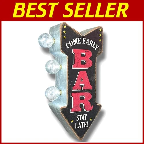 Retro Style Vintage LED Bar Sign, Double-Sided Marquee Decor
