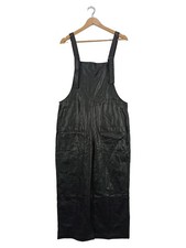 Zara Abito Salopette Donna Nero Ecopelle Midi Casual (IT 42, EU 38, INT M)