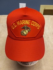 Vintage - U.S. Marine Corps. - Red Adjustable Baseball Hat By HMC HONORS NEW