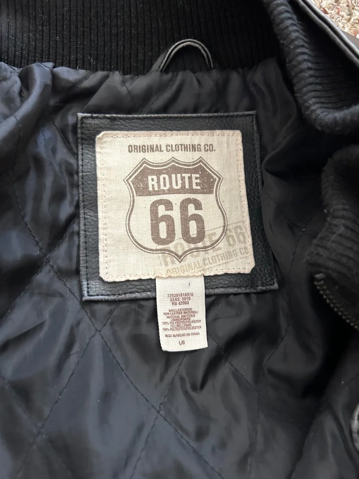 vintage black route 66 leather jacket - Image 3 of 3