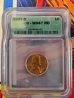 1Cent 1937-D ICG-MS67 RD coin