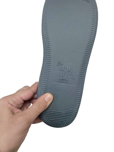 Muk Luks Damengröße Large 9-10 blau Stiefel Bootie Hausschuhe Fell gefüttert - Bild 6 von 7