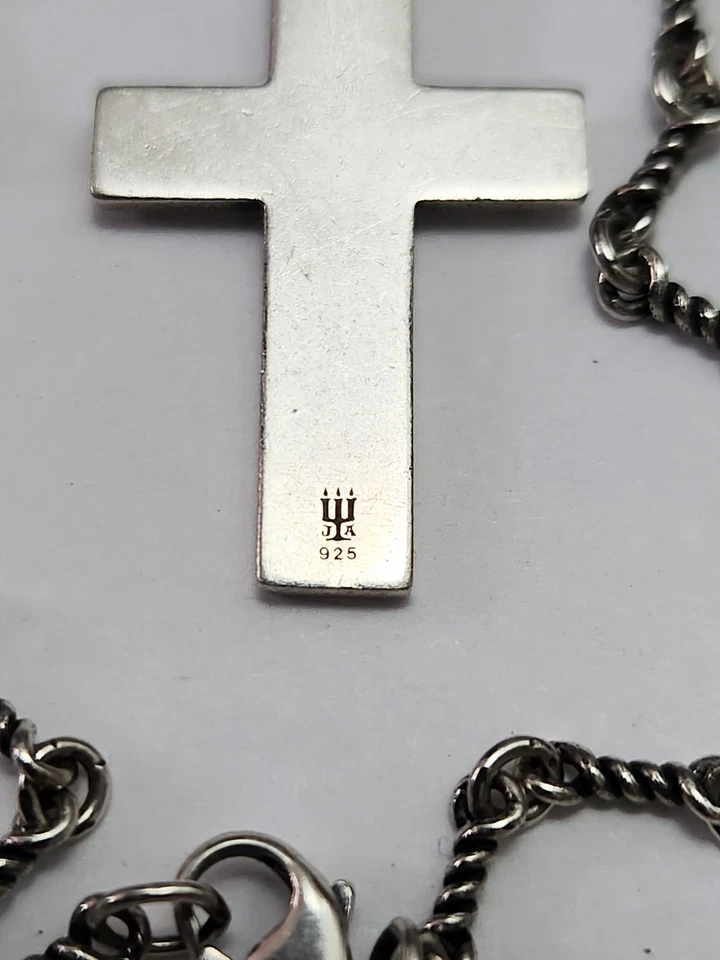 Vintage James Avery Large Plain Latin Cross Pendant + 16" Retired Chain Necklace - Image 4 of 4