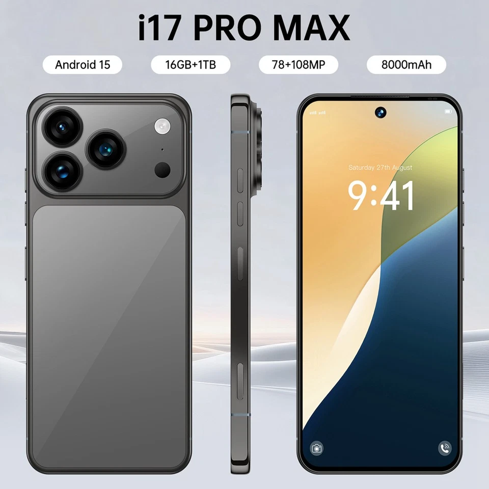 2025 NEW i17 Pro Max 16+1TB 8000mAh 7.3 inch Android 15 Phone Unlock Dual SIM - Image 3 of 4