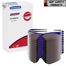 (12 PAIR) KLEENGUARD NEMESIS 47387 SAFETY GLASSES SMOKE ANTI-FOG LENS/BLUE FRAME