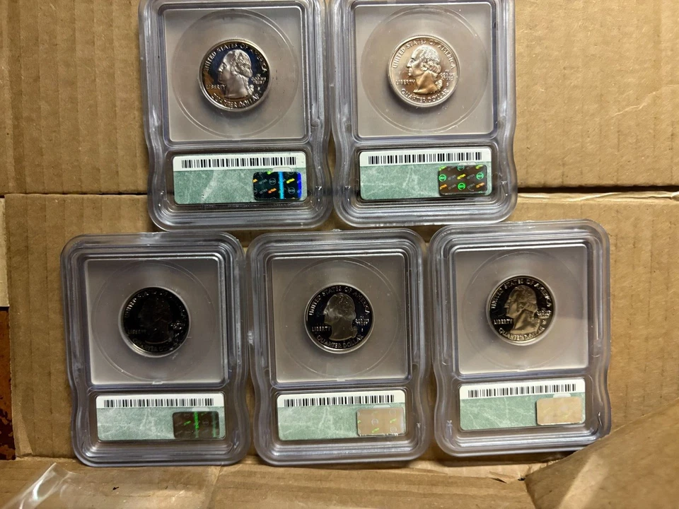 1999-2001 US MINT STATEHOOD QUARTERS ICG PR69DCAM  3 SETS/15 COINS - Image 2 of 4