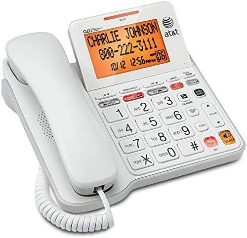 AT&T CL4940 Corded Standard Phone with Answering System and Backlit Display Whit