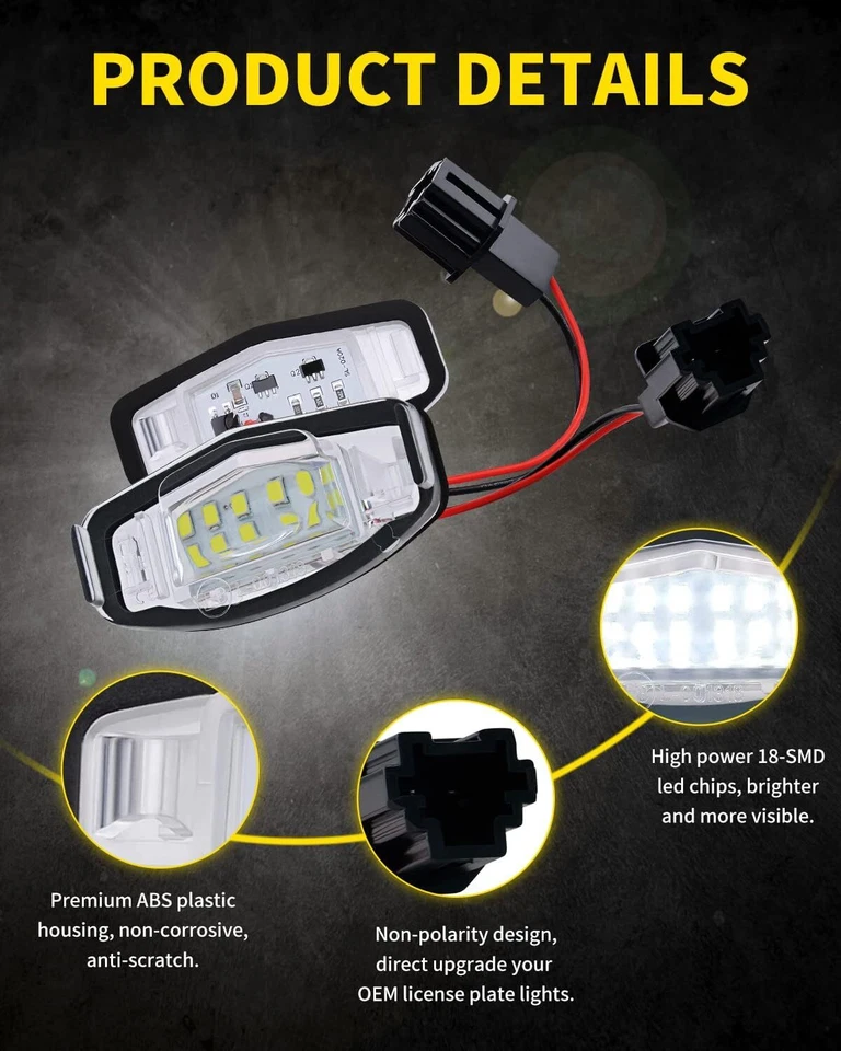 2Pcs LED License Plate Light Tag Lamp White For Honda Accord Civic Sedan Foto 3 de 4