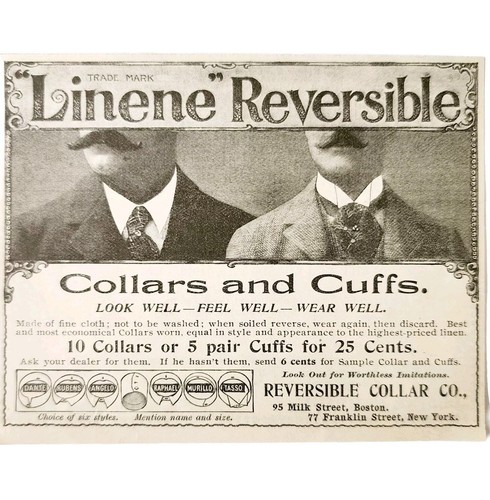 Linene Reversible Collars & Cuffs 1897 Advertisement Victorian Fashion ADBN1A12