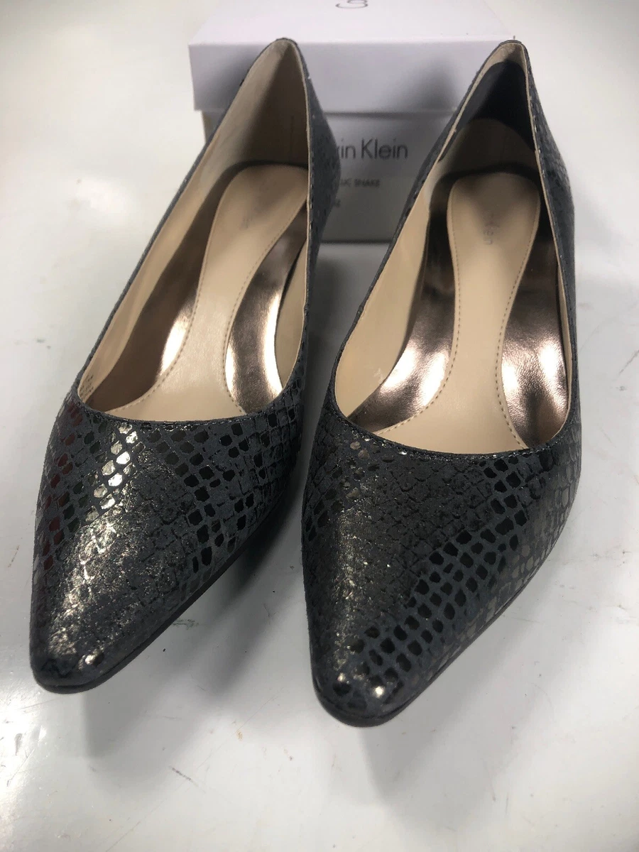 Calvin Klein Diema Metallic Snake Pump Heels Shoes Bronze 7.5M eBay