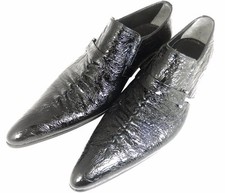 OG Chelsy Handmade Slipper Crushed Calf Leather Black Size 39