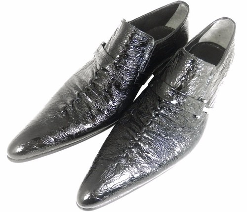 Chelsy Fatto Mano a Schiacciato Designer Scarpe di Cuoio Nero Unico Taglia 39 - Foto 2 di 6