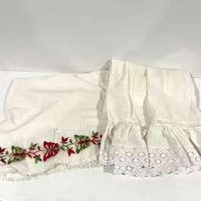 2 Vintage 1970s Slips Gaymode JCPenney & Other Red Embroidered Flowers Lace sz M
