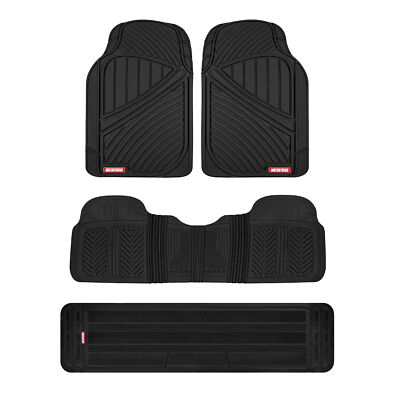 Black 4pc Rubber Floor Mat Car SUV Heavy Duty All Season Mats Liner Trim Fit