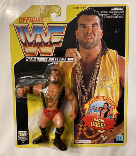 WWF Hasbro Razor Ramon 1992 MOC Figure Yellow Card...