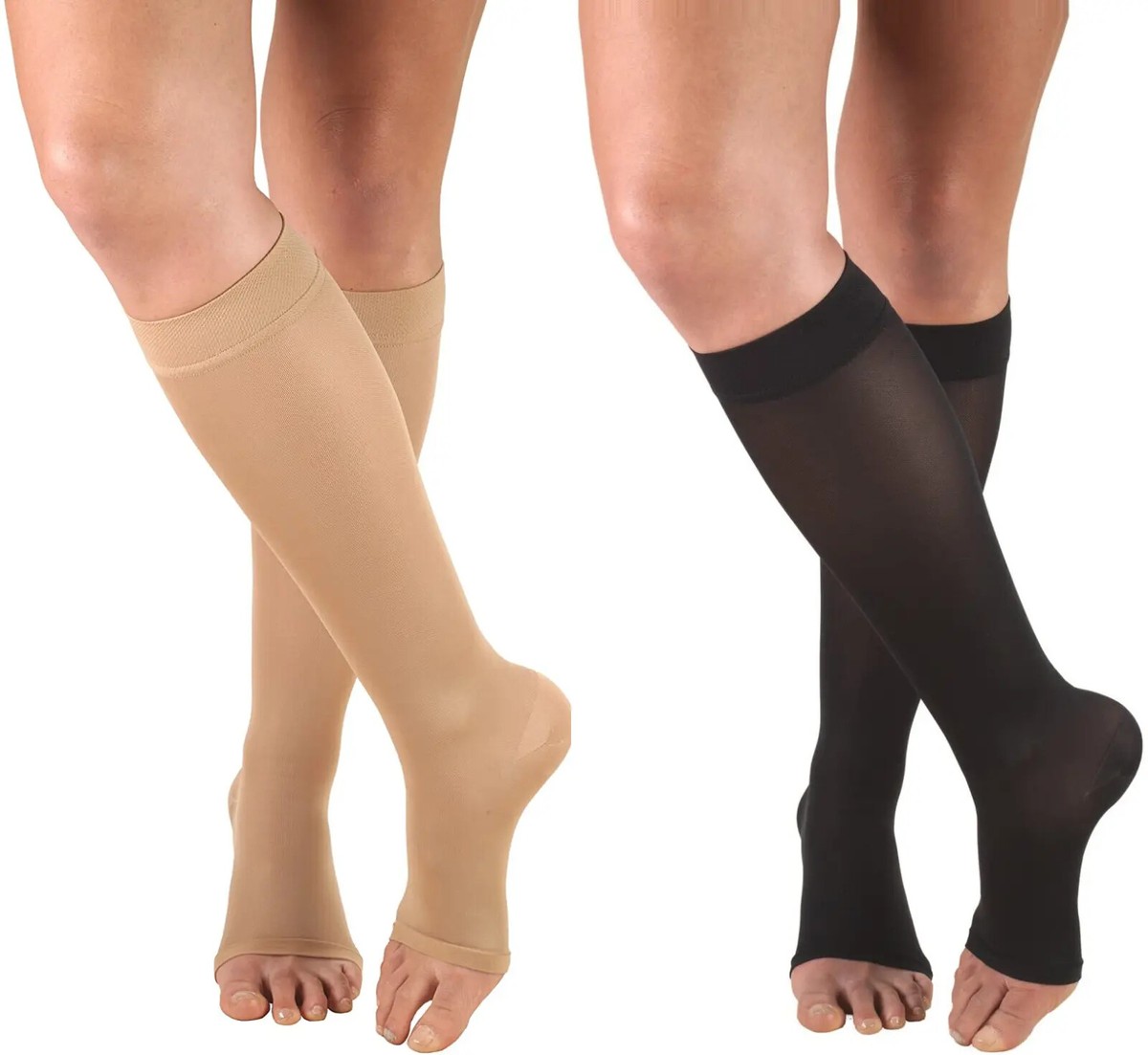 Truform Surgical Compression Stockings 18 MmHg | Knee High Open Toe | Black X-Large