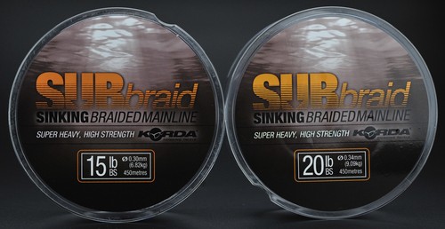 Korda SUBbraid 15lb 20lb 450m 1200m Super Fast Sinking Mainline Fishing Line - Picture 2 of 8