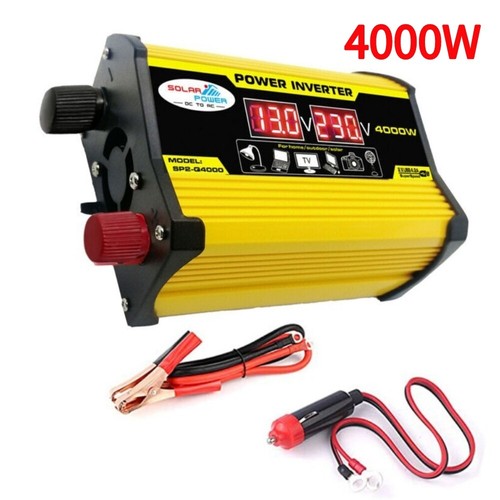 LED Digital 4000W Car Power Inverter 12V to AC 220V 2 USB Converter Adapter UK - Picture 10 of 14