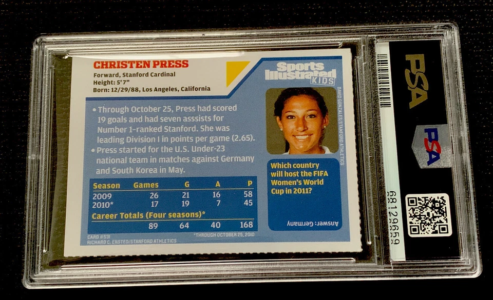 CHRISTEN PRESS ROOKIE 2010 Sports Illustrated for Kids Si USA MINT RARE PSA 9 - Image 2 of 2