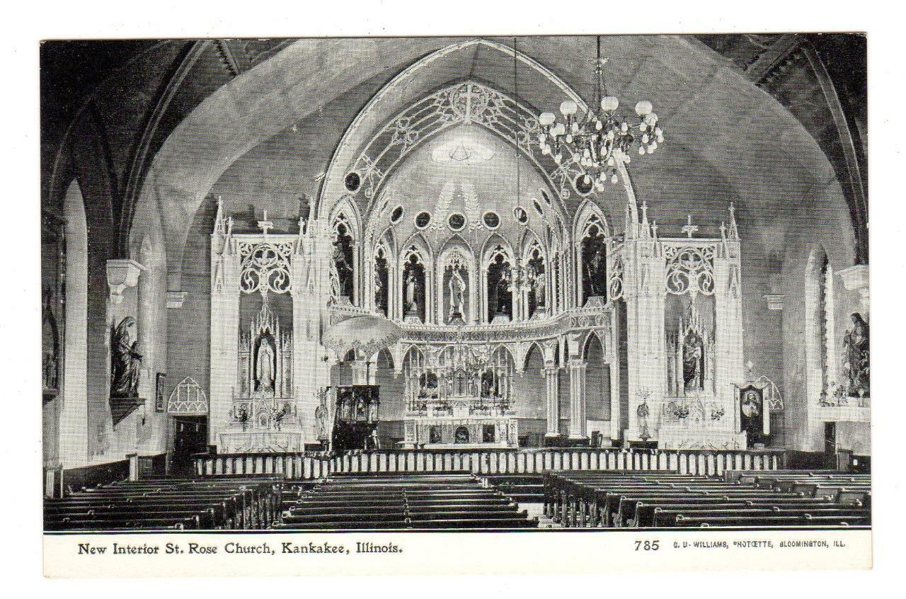 IL KANKAKEE ILLINOIS Postcard NEW INTERIOR ST ROSE CATHOLIC CHURCH eBay