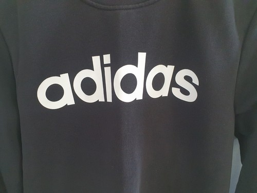 adidas black round neck long sleeve front logo pullover sweatshirt size L - Picture 6 of 7