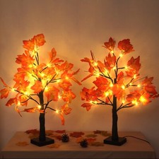 Gorgeoos 2 Pack Fall Lighted Maple Tree 48 LED Lights Thanksgiving Decoration...