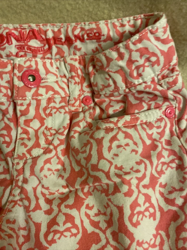 PANTALONES CAPRI AARIZONA JEAN CO Niñas Estampado Rosa Cintura Ajustable Puños, Talla 7 Foto 3 de 4
