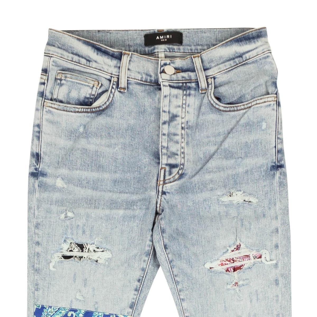 NWT AMIRI Blue Pajama Art Patch Skinny Jeans Size 28 | eBay